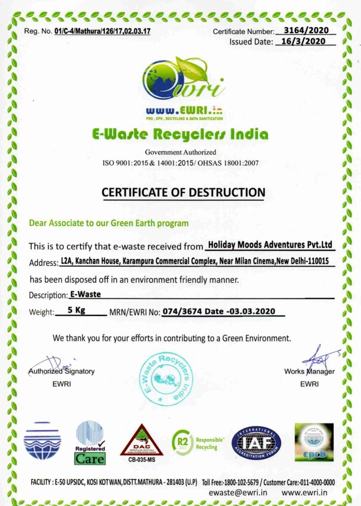 E Waste Recyle Certificate 01