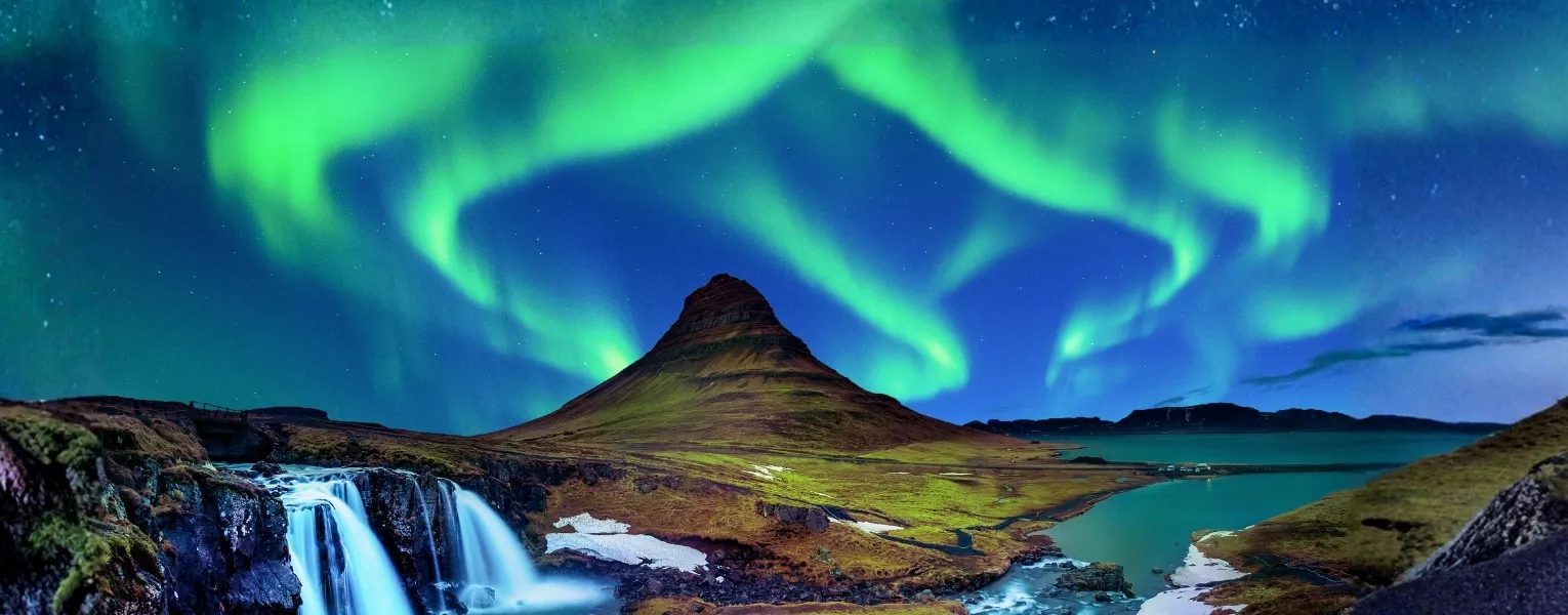 Iceland Tour Packages Northern Lights and waterfalls landscape